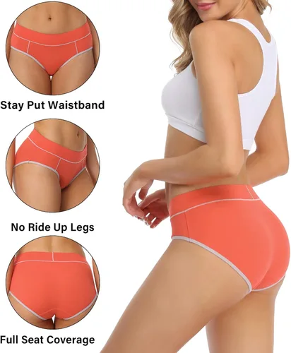 Miniatura 2 de wirarpa - Ropa interior elástica de algodón para mujer cómodas de media cintura pantaletas transpirables Multipaquete