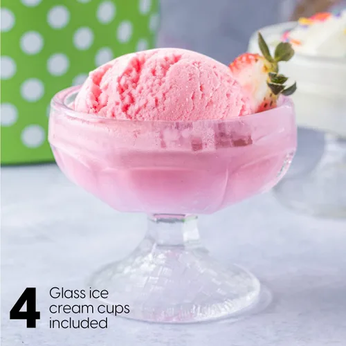 Miniatura 5 de Euro Cuisine Máquina para hacer helados, sorbetes y yogur congelado, máquina casera para hacer helados para niños con 4 vasos de vidrio, tazón