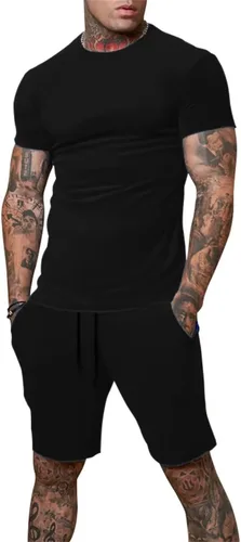 Miniatura 3 de Uni Clau Conjunto corto de 2 piezas para hombre, conjunto de camisa y pantalones cortos de verano a la moda