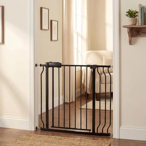 Miniatura 18 de Puerta de bebé para escaleras y puertas, puertas para perros de 29 a 34 pulgadas para la casa, puerta para mascotas de interior montada a presión