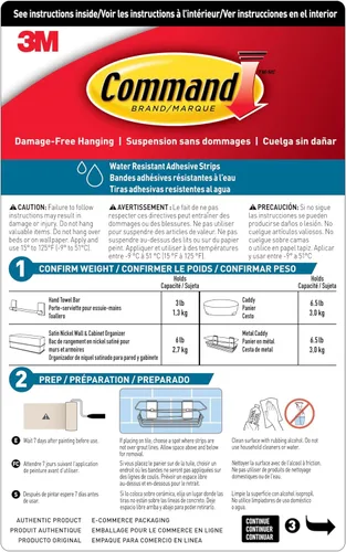 Miniatura 9 de Command Organizador de ducha negro mate con tiras resistentes al agua, organizador de baño, soporta hasta 6.5 libras