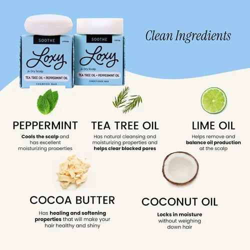 Miniatura 2 de Naturel - Juego de champú y acondicionador calmante con aceite de menta, aceite de lima y aceite de árbol de té, barra de champú y acondicionador