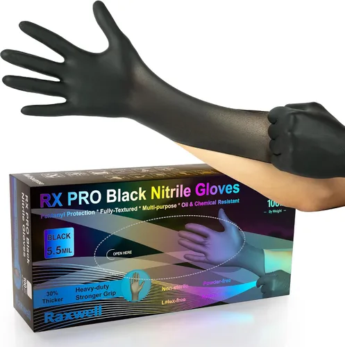 Raxwell Guantes desechables de nitrilo – Diseño sin látex – Guantes médicos resistentes a pinchazos – Agarre texturizado para preparación de