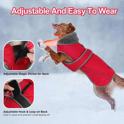 Miniatura 4 de Dogcheer Abrigo para Perro, Chaqueta Impermeable para Perro Abrigo de Invierno Reflectante para Mascotas con Gancho y Velcro Ajustable, Chaqueta