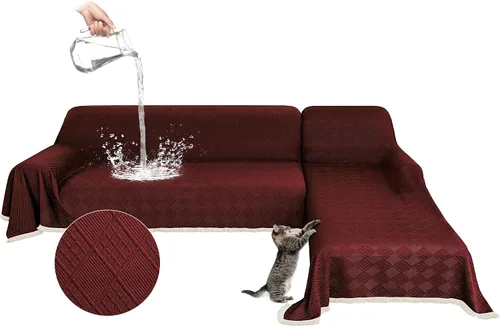 Miniatura 15 de Fundas impermeables para sofá modular en forma de L, 2 piezas, lavable, en forma de L, protector de muebles acolchado de jacquard para perros, Gris