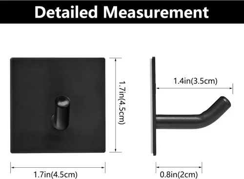 Miniatura 4 de FOMANSH Ganchos adhesivos resistentes, ganchos adhesivos para pegar en la pared, soporte fuerte de acero inoxidable, ganchos autoadhesivos para Negro