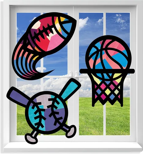 VHALE Atrapasueños de manualidades 3 juegos (9 recortes) con papeles de tejido efecto de vidrio manchado, kit de atrapasueños de papel para ventana,