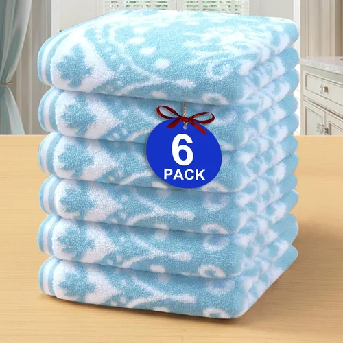 Paños de lavado de algodón para ducha (6 piezas, 13 x 13 pulgadas), de secado rápido, gruesos, absorbentes, toallas faciales suaves para baño, juego