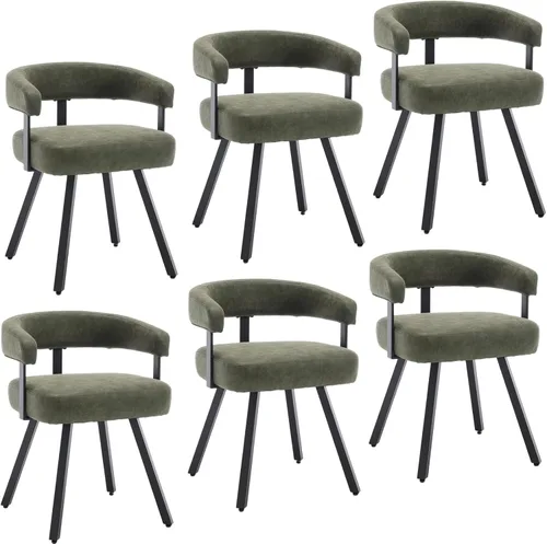 Miniatura 12 de DUOMAY Juego de 2 sillas de comedor de piel sintética, sillas de cocina curvadas con respaldo abierto con patas de metal, modernas sillas laterales