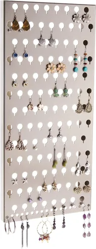 Miniatura 8 de Angelynn's Soporte organizador de aretes montado en la pared para mujeres pequeñas y medianas, aretes colgantes, estante colgante de almacenamiento