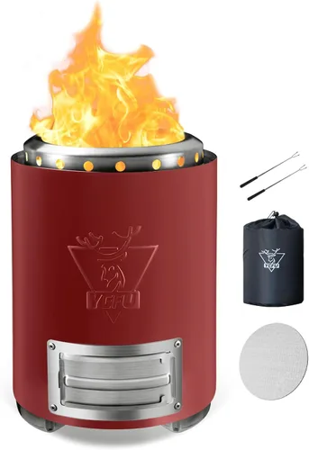 Miniatura 16 de YEFU Hoguera de mesa portátil: estufa de bajo humo para exteriores y patio, fogata de mesa de combustión segura alimentada por pellets y madera