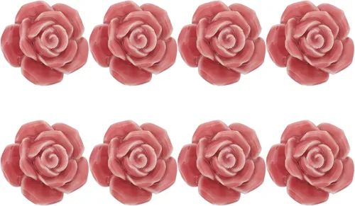 Miniatura 9 de LIFKOME 8 tiradores de rosas de cerámica para gabinete, pomos de armario para cajones, pomos de puerta de flores de rosas florales, pomos