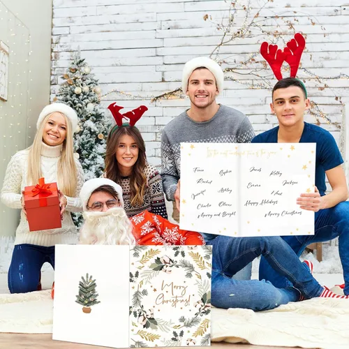 Miniatura 3 de Zhanmai 6 tarjetas de felicitación jumbo de Feliz Navidad de 14 x 20 pulgadas, libro de invitados gigante, tarjeta de regalo de Navidad, tarjeta