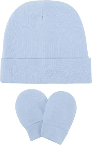 Miniatura 7 de BQUBO Baby Hats and Mittens Infant Cotton Beanie Gloves No Scratch Set Newborn Hospital Hat for Boys Girls 0-6 Months