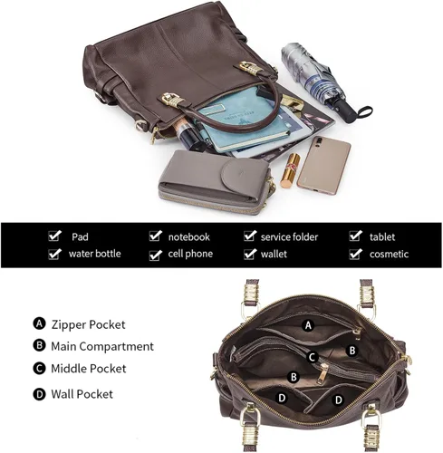 Miniatura 38 de Kattee Cartera bandolera estilo urbano de cuero para mujer
