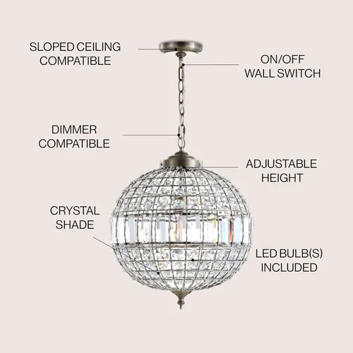 Miniatura 3 de JONATHAN Y JYL6110B Georgina - Candelabro colgante LED de cristal/metal, glamuroso, contemporáneo, transicional, regulable, comedor, sala de estar