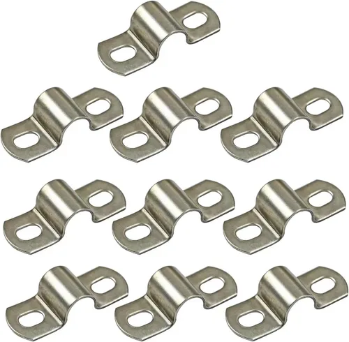 Miniatura 8 de AKIHISA Abrazadera de correa de tubo en U resistente de 1.575 in de 2 agujeros, 10 abrazaderas rígidas de acero inoxidable 304 para correa de tubo