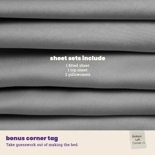 Miniatura 7 de Sheets & Giggles es ropa de cama. Lyocell Juego de sábanas de eucalipto, nuestras sábanas son naturalmente más suaves, más transpirables, más Gris