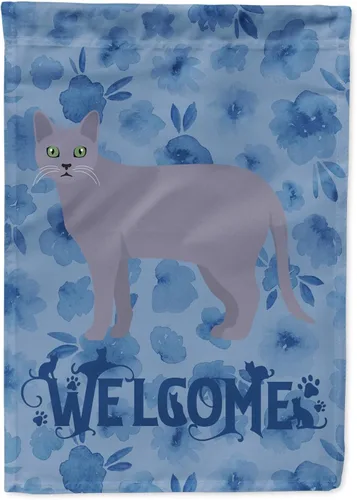 Miniatura 315 de Caroline's Treasures CK4813CHF - Bandera de bienvenida con gato abisinio azul, manga grande, para porche, para colgar en la pared, poliéster