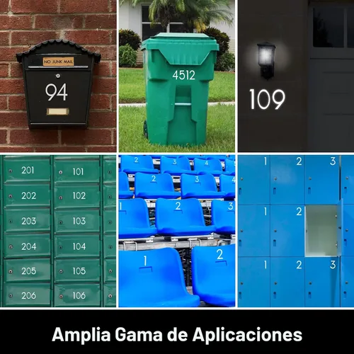Miniatura 6 de 2 pulgadas Números reflectantes de buzón para exterior, 5 juegos de pegatinas numeradas con lengüetas adhesivas para fácil colocación y despegado