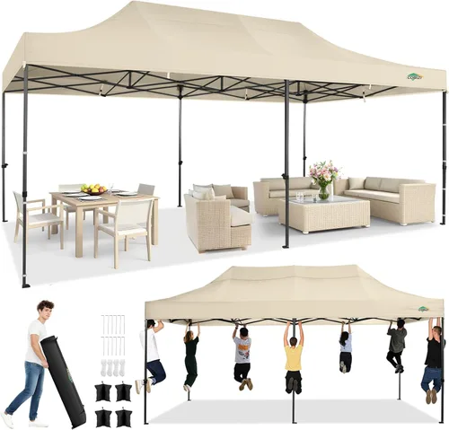 Miniatura 15 de COBIZI Tienda de campaña desplegable resistente de 10 x 10 pies con 4 paredes laterales, marco grueso, tiendas comerciales fáciles de instalar al