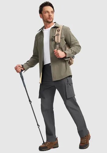 Miniatura 6 de Pudolla Mens Hiking Cargo Pants Outdoo Work Pants for Men UPF50+ with Zipper Pockets