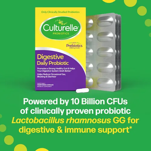 Miniatura 10 de Culturelle Cápsulas probióticas diarias para hombres y mujeres, cepa probiótica más estudiada clínicamente, salud digestiva e intestinal, apoya