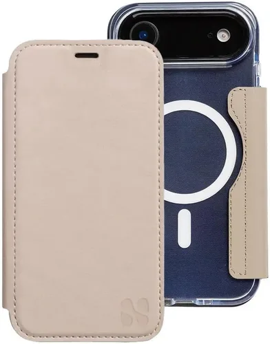Miniatura 24 de SafeSleeve Funda de piel tipo cartera desmontable para iPhone 14 con bloqueador EMF para teléfono celular con 3 tarjeteros y soporte ajustable
