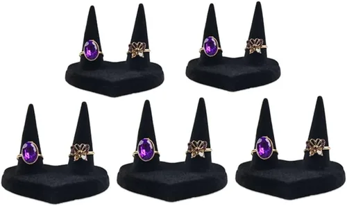 Bocar 5pcs terciopelo negro anillo de dedo exhibición escaparate organizador titular joyería almacenamiento contador JZZ-2Z