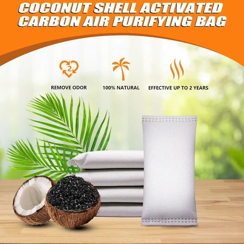 Miniatura 2 de Bolsas purificadoras de aire de carbón con cáscara de coco de 1.76 onzas, elimina olores y humedad, bolsas purificadoras de aire fresco natural