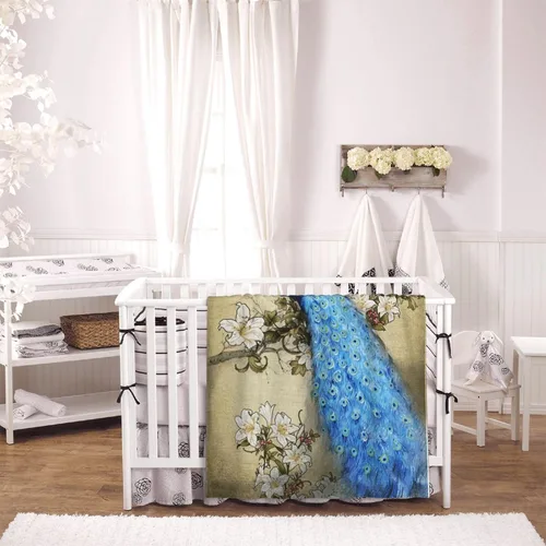 Miniatura 6 de Manta de forro polar de pavo real, ultra suave y acogedora, manta de franela decorativa para el hogar, cama, sofá, silla, viajes, 40 x 30 pulgadas