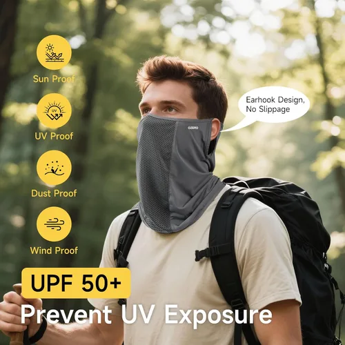 Miniatura 4 de OZERO Protección solar para la cara, polaina para el cuello, bufanda transpirable y refrescante para actividades al aire libre de verano