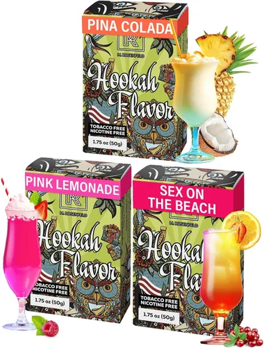Juego de mini sabores de cachimba de cóctel – 3 x 1.76 oz sabor a cachimba sin tabaco para tu tazón de cachimba (Pina colada - Sexo en la playa -