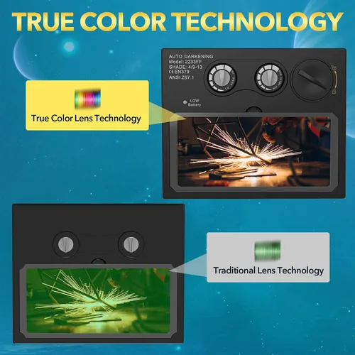 Miniatura 2 de TRQWH Casco de Soldadura con Luz de Color Verdadero Oscurecimiento Automático Cascos de Soldadura para Hombres Alimentado por Energía Solar Capucha