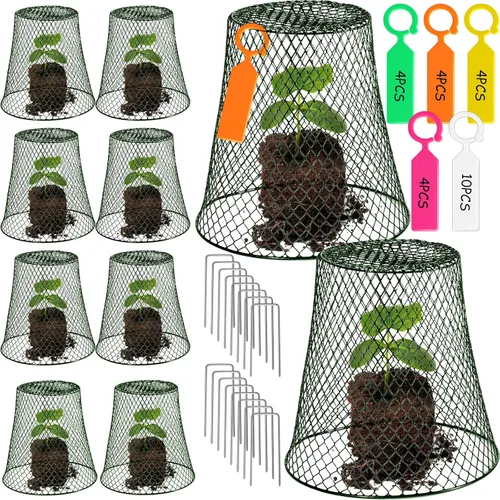 10 cubiertas de alambre para plantas de alambre de alambre para jardín, alambre de pollo, protector de plantas de metal resistente para plantas de