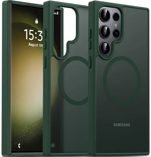 Miniatura 63 de Oterkin Funda magnética para Samsung Galaxy S24 Ultra mate, funda para teléfono S24 Ultra compatible con MagSafe, esmerilada, translúcida, a prueba