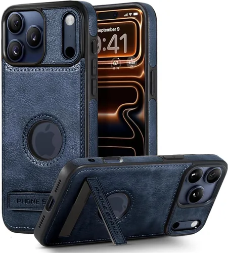 Miniatura 11 de Funda de cuero para iPhone 13 Pro, funda protectora delgada con función atril a prueba de golpes, soporte invisible integrado compatible con iPhone