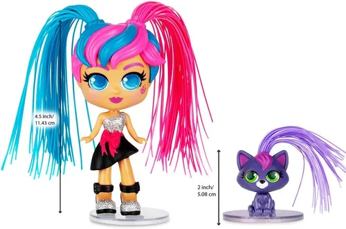 Miniatura 2 de Basic Fun CurliGirls Milli, The Fashionista & Vogue, her cat - Muñeca de peluquería de lujo con cabello MagiCurl - Estilo una y otra vez - A partir
