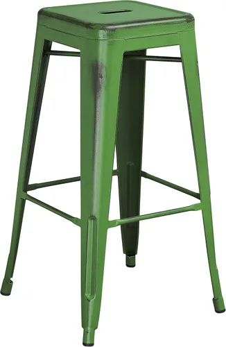 Miniatura 11 de Flash Furniture Lily - Juego de 4 taburetes de bar de metal rojo sin respaldo de 30 pulgadas de alto grado comercial para interiores y exteriores