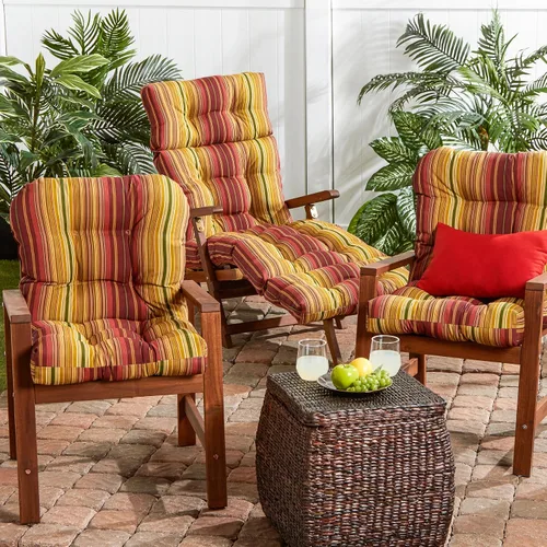 Miniatura 6 de Greendale Home Fashions Cojín para asiento y respaldo de exterior, 38 x 21 pulgadas, 1 unidad (paquete de 1), diseño de rayas canela