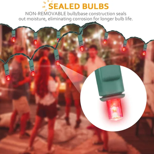 Miniatura 4 de Luces LED de Navidad, 50 unidades, luz LED de Navidad sin costuras para exteriores e interiores, grado de iluminación comercial, luz roja, cable