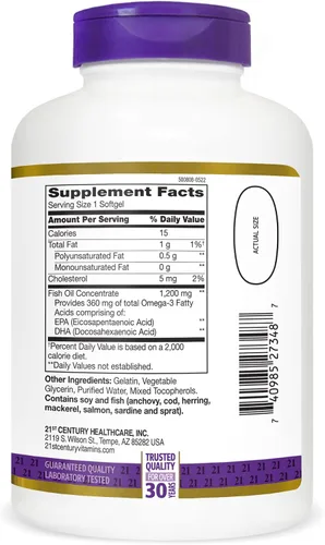 Miniatura 7 de 21st Century Aceite de pescado 1200 mg en cápsulas blandas, 140