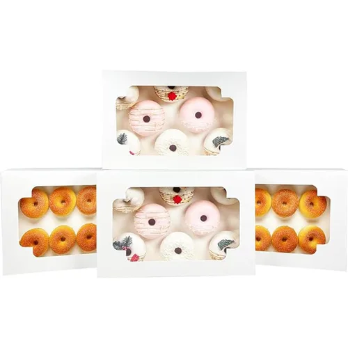 Miniatura 11 de qiqee Caja de galletas rosa autodesplegable con ventana 12x8x2.5 pulgadas 18 paquetes Dos usos Plegable en un segundo Caja de pastelería galletas