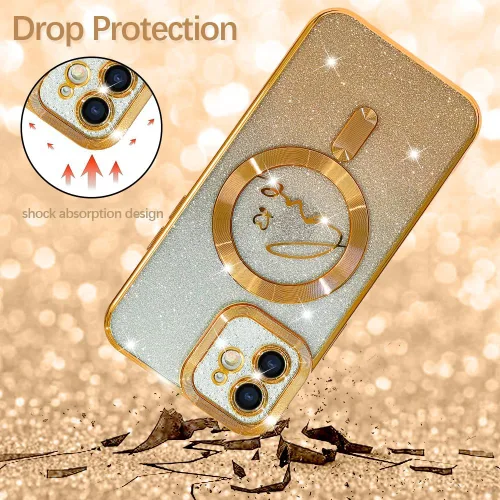 Miniatura 3 de ZIYE Funda Magnética Diseñada para iPhone 11 Funda con Purpurina Plateado de Lujo Corazón de Amor Compatible con MagSafe Funda Transparente