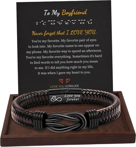 Miniatura 49 de Regalos inspiradores para hombres, pulseras con código morse, pulseras para hombre, regalos de graduación para él, Día del Padre, pulsera de cuero