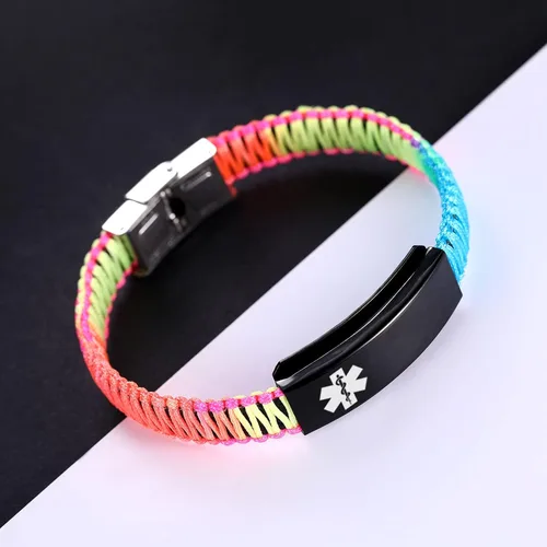 Miniatura 3 de Pulseras de alerta médica para mujeres Pulseras de identificación médica personalizables para hombres, niñas y niños Pulseras médicas trenzadas