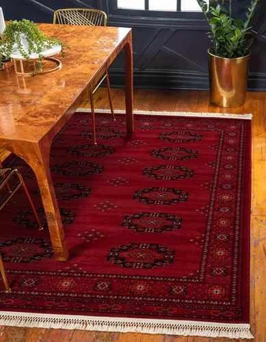 Miniatura 8 de Unique Loom Tekke Collection - Alfombra de área - Khabour (2' 7" x 12' corredor rojo/negro)