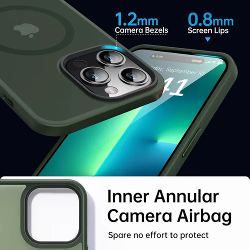 Miniatura 4 de Funda magnética para iPhone 14 Pro [compatible con MagSafe] [Fuerte magnético] [Protección de grado militar de 10 pies] Funda delgada para iPhone 14