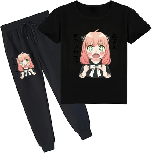 UMocan Conjunto deportivo de 2 piezas de camiseta de manga corta y pantalones deportivos para niños y niñas, para primavera y otoño