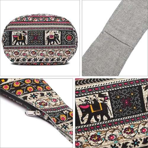 Miniatura 212 de Bolsa de hombro para mujer, de lona en estilo hippie/bohemio para llevar cruzada al hombro, disponible en diferentes colores y estampados